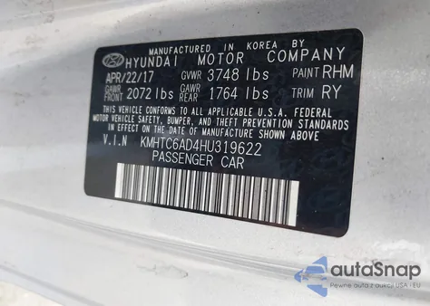 2017 Hyundai Veloster Value Edition z USA, uszkodzony, nr VIN KMHTC6AD4HU319622